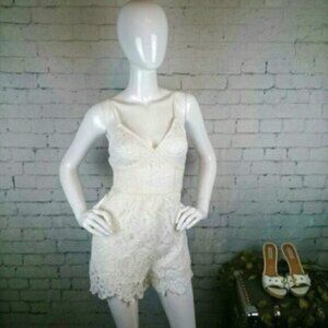 Depri Boho, Festival Lace Cover-up Romper White Size Medium